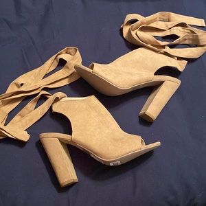 Tan Suede Tie up heels